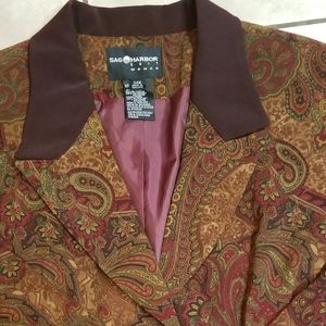 Sag Harbor burgandy paisley print blazer/jacket size 34W (4X)